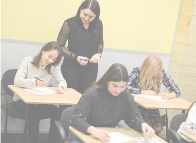 Teacher with students in classroom